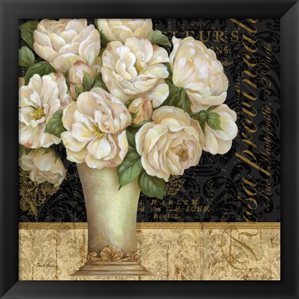 Framed Antique Floral Still Life I Print