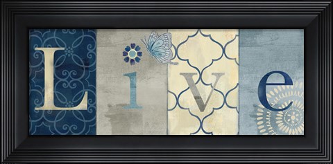 Framed Live Love Laugh Navy I Print