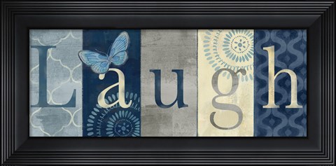 Framed Live Love Laugh Navy III Print