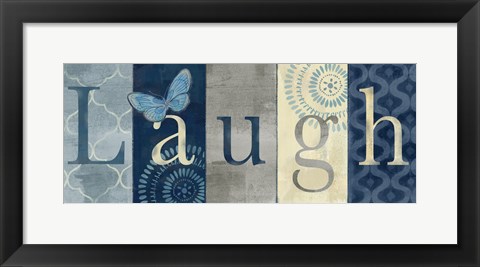 Framed Live Love Laugh Navy III Print