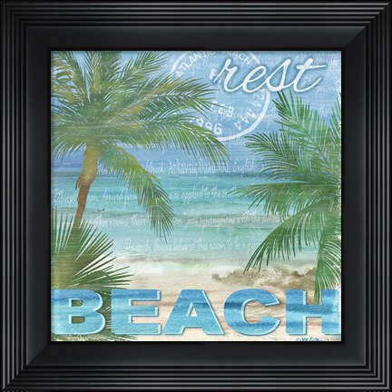 Framed Beach Palm I Print