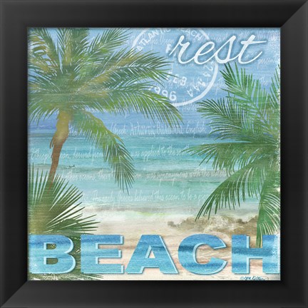 Framed Beach Palm I Print