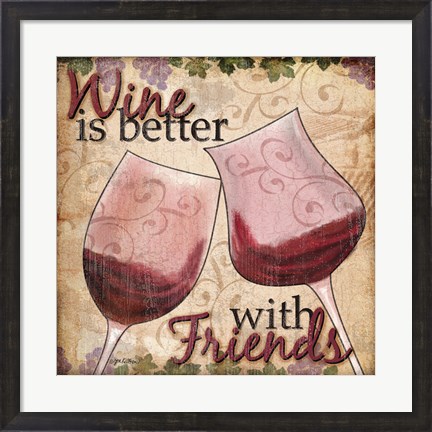Framed Wine With Friends II Print
