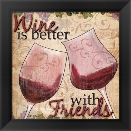 Framed Wine With Friends II Print