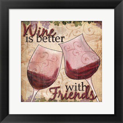 Framed Wine With Friends II Print