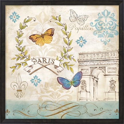 Framed Le Papillon Paris II Print