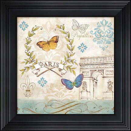 Framed Le Papillon Paris II Print