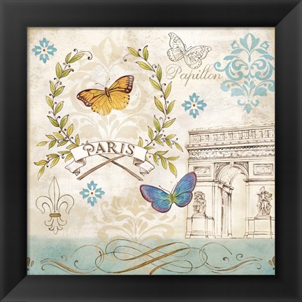 Framed Le Papillon Paris II Print