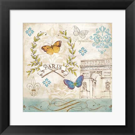 Framed Le Papillon Paris II Print