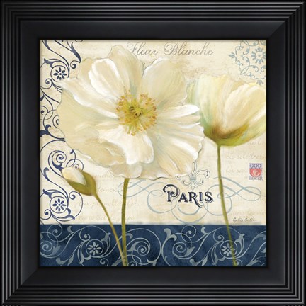 Framed Paris Poppies Blue Trim I Print