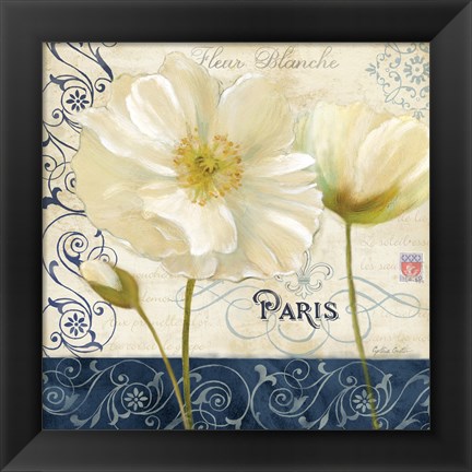 Framed Paris Poppies Blue Trim I Print