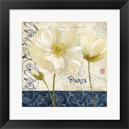 Framed Paris Poppies Blue Trim I Print