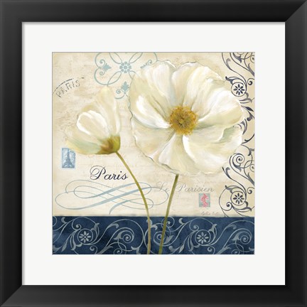 Framed Paris Poppies Blue Trim II Print