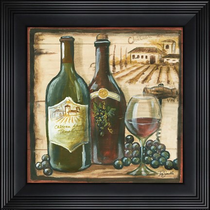 Framed Wooden Wine Square I Print