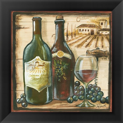 Framed Wooden Wine Square I Print