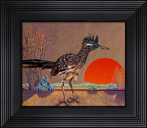 Framed Roadrunner in the Evening Print