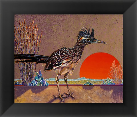 Framed Roadrunner in the Evening Print