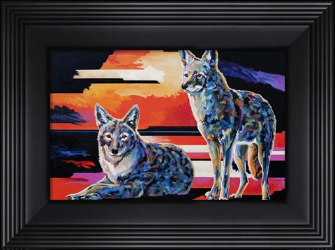 Framed Two Coyotes Print