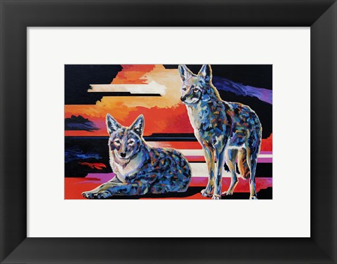 Framed Two Coyotes Print