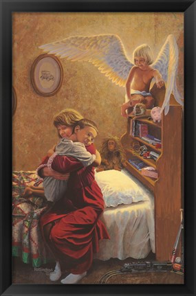 Framed Cuddling Angel Print