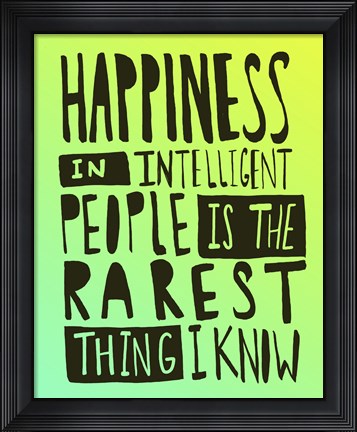 Framed Hemingway Happiness Print