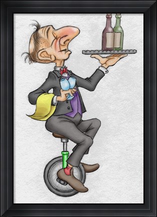 Framed Unicycle Waiter Print