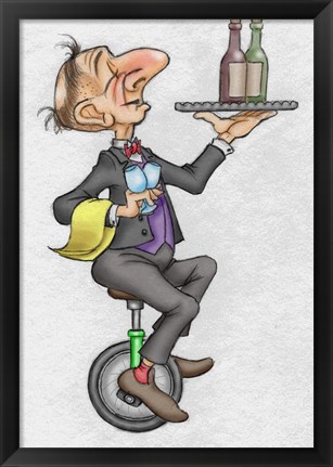 Framed Unicycle Waiter Print