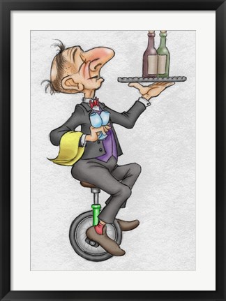 Framed Unicycle Waiter Print