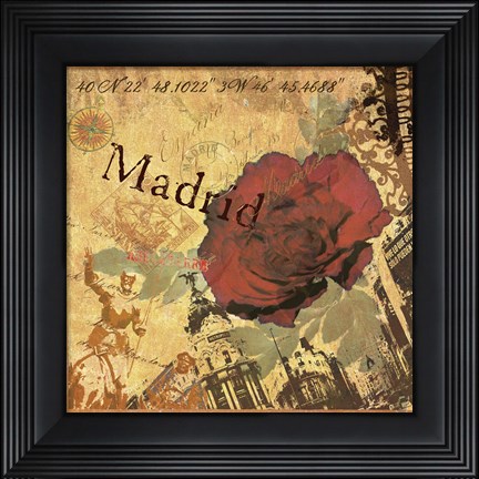 Framed Latitude and Longitude Travel to Madrid Print