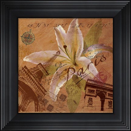 Framed Latitude and Longitude Travel to Paris Print