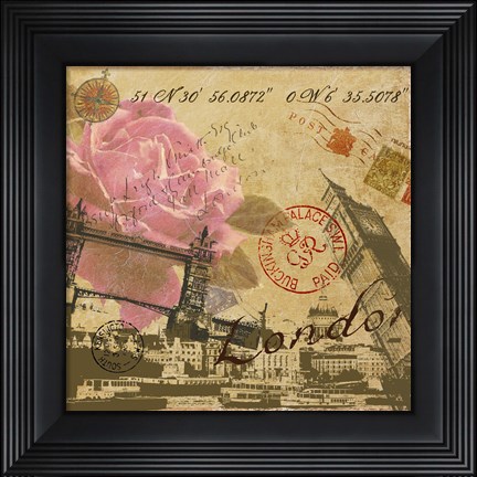 Framed Latitude and Longitude Travel to London Print