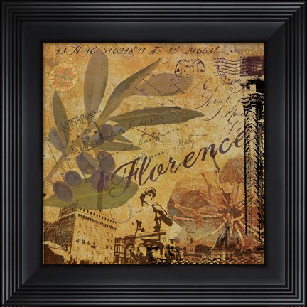 Framed Latitude and Longitude Travel to Florence Print