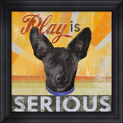 Framed Dog Days - Liittle Black Pup Print