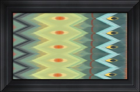 Framed Windy Rug Pattern in Greens Print