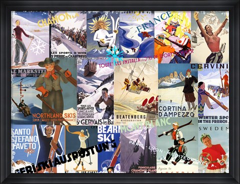 Framed Ski Vacation Collage Print