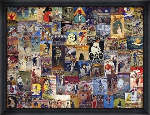 Framed World Bicycle Tour Collage Print