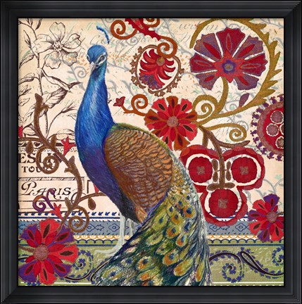 Framed Peacock Decore II Print