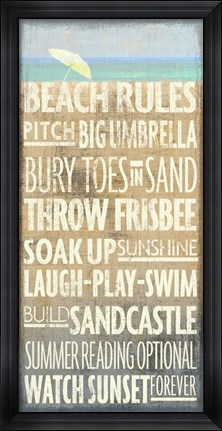 Framed Beach Rules Print