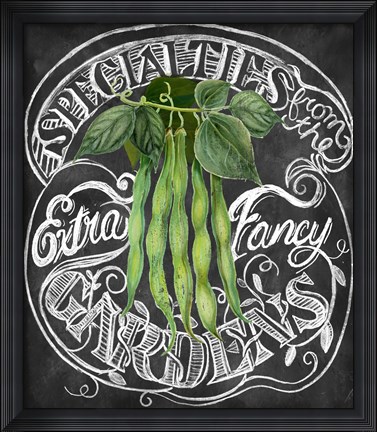 Framed Chalkboard Green Beans Print