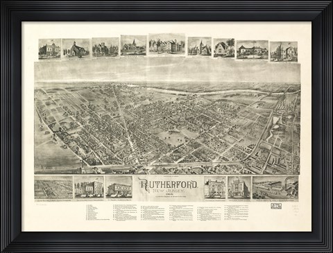 Framed Rutherford, NJ Vintage Map, 1904 Print