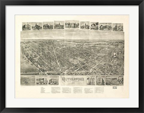 Framed Rutherford, NJ Vintage Map, 1904 Print