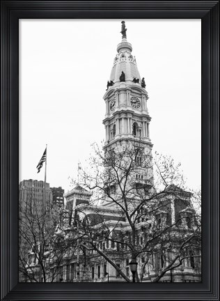 Framed City Hall (Flag) Print
