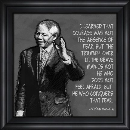 Framed He Who Conquers - Nelson Mandela Quote Print