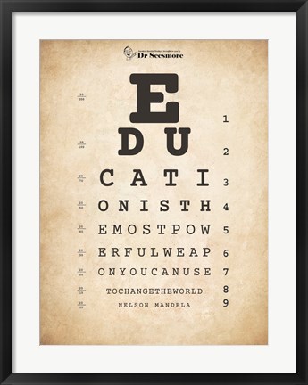 Framed Nelson Mandela Eye Chart I Print
