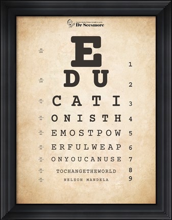Framed Nelson Mandela Eye Chart I Print
