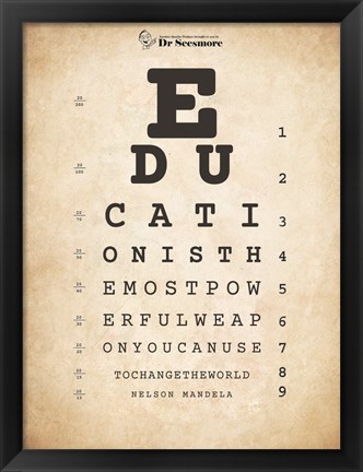 Framed Nelson Mandela Eye Chart I Print