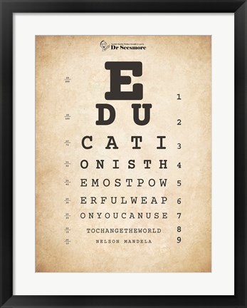 Framed Nelson Mandela Eye Chart I Print