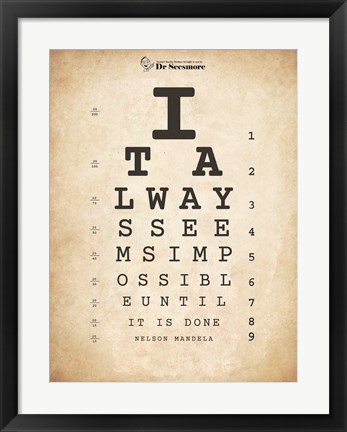 Framed Nelson Mandela Eye Chart II Print