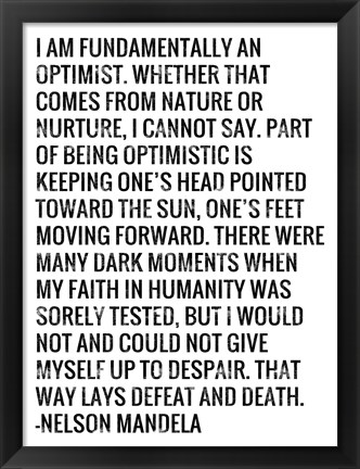 Framed Optimist - Nelson Mandela Quote Print