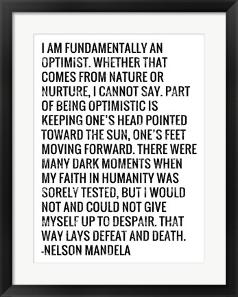 Framed Optimist - Nelson Mandela Quote Print